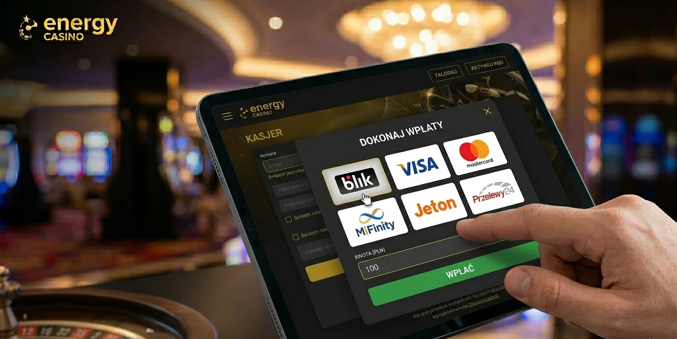 Kasjer Energy casino — wybór metod płatności: BLIK, Visa, Mastercard, przelew